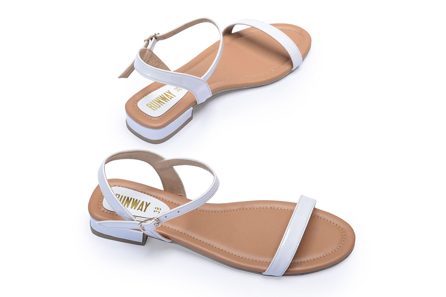 Patent Strapped White Sandals