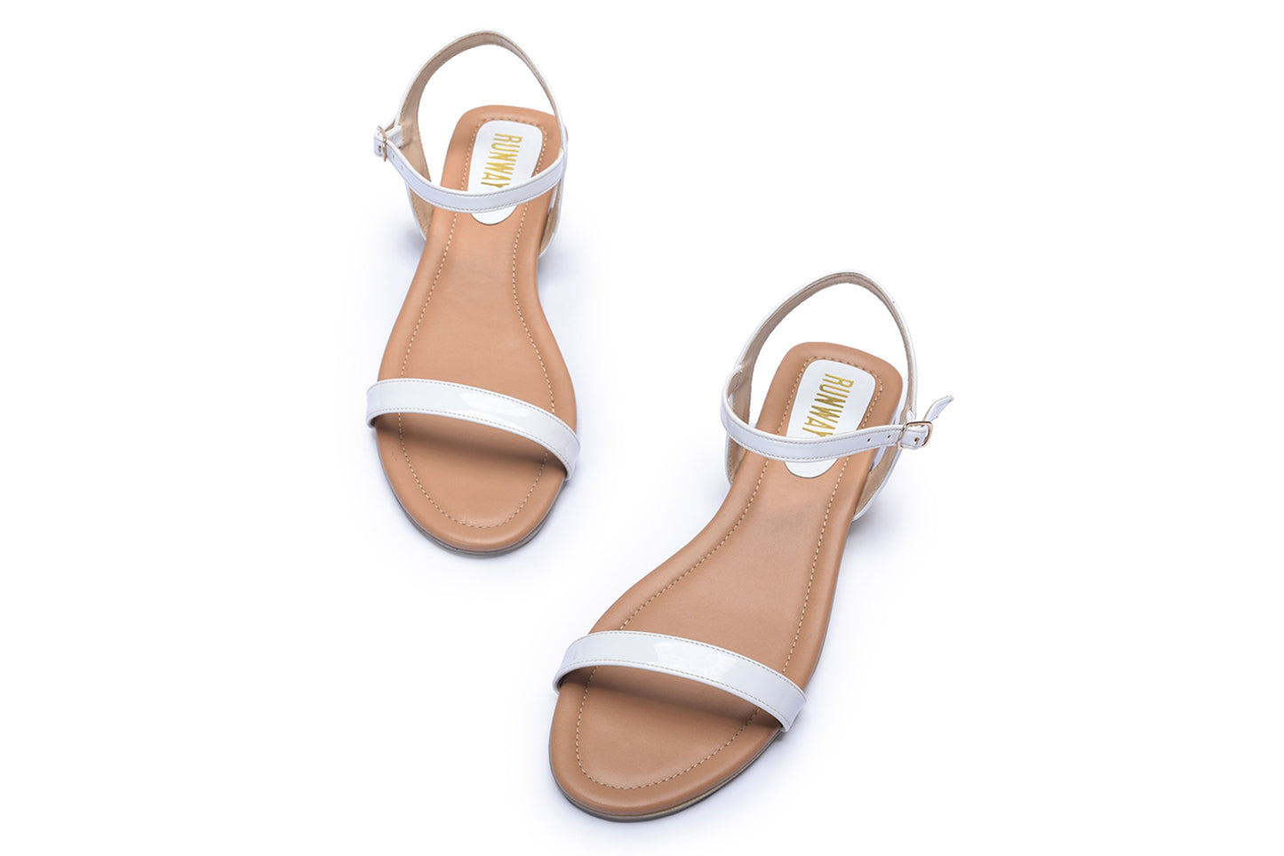 Patent Strapped White Sandals