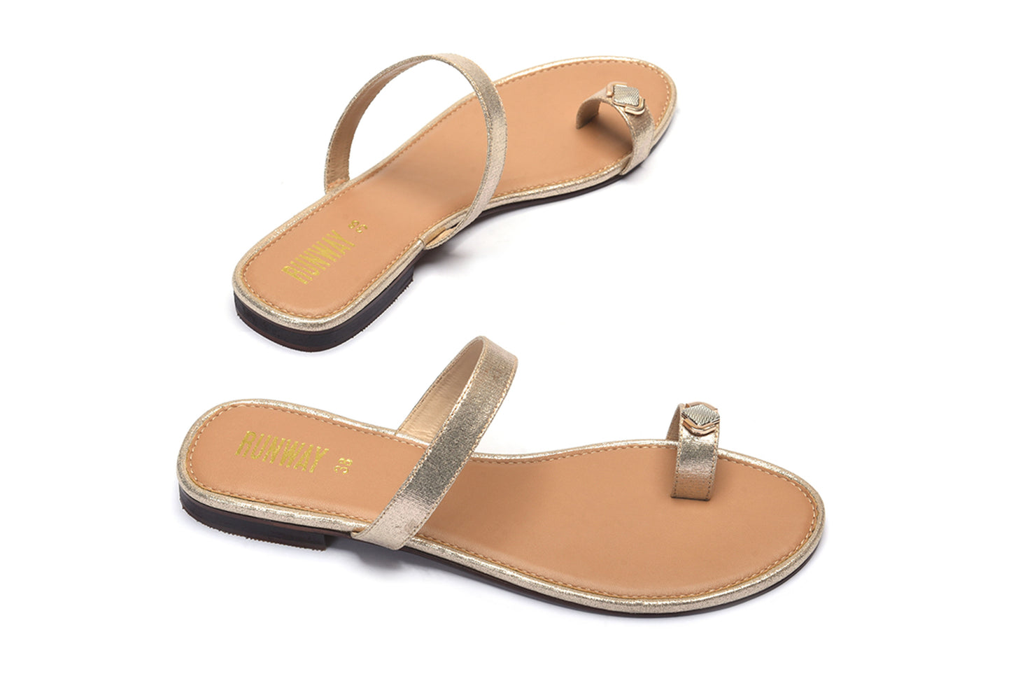 Golden Metal Accent Toe Flats