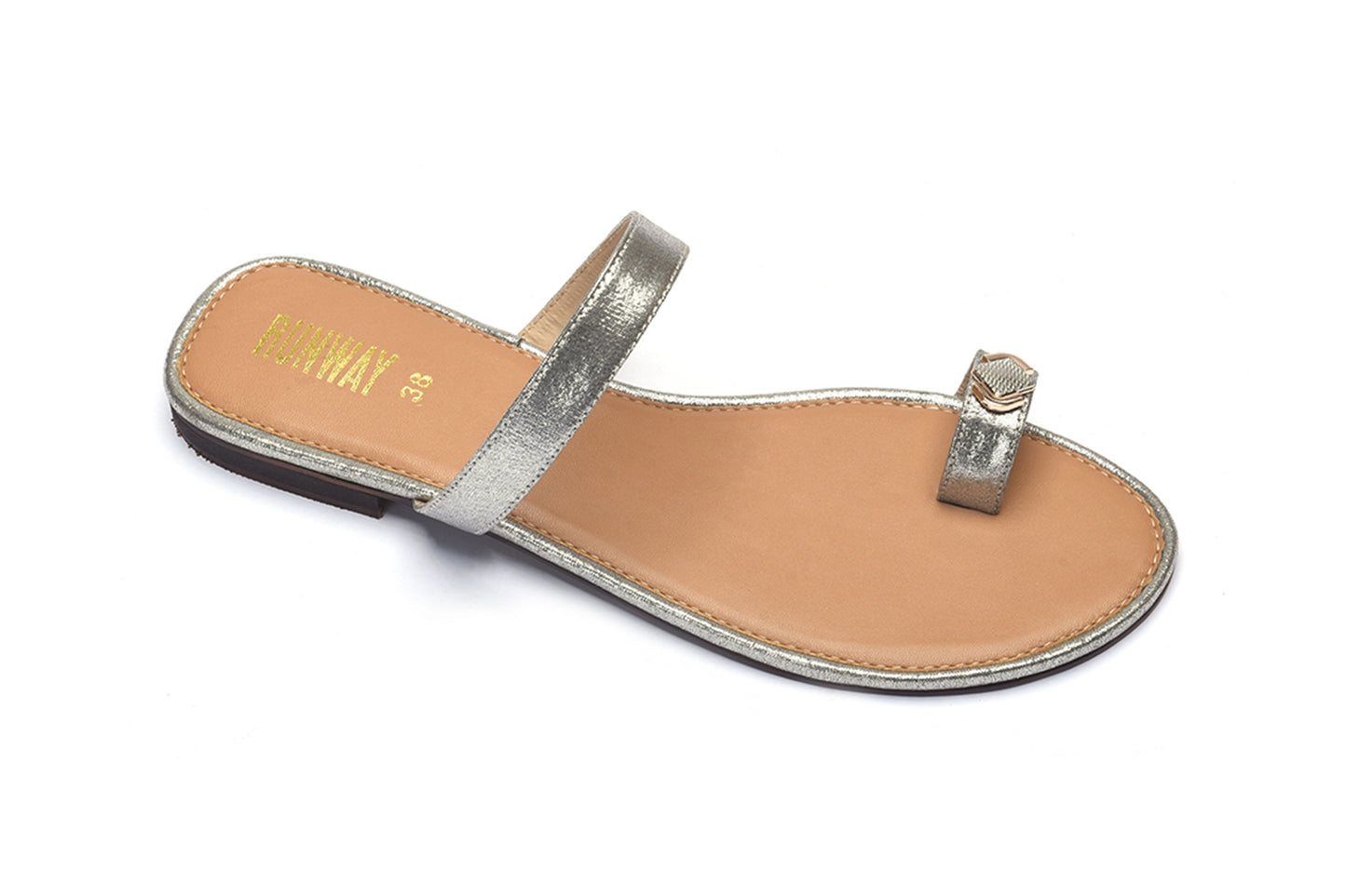 Golden Metal Accent Toe Flats