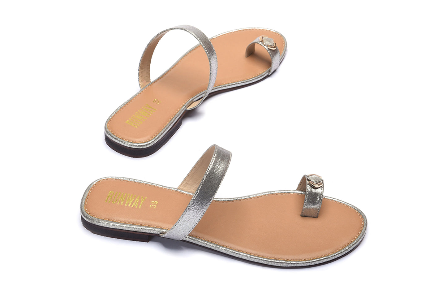 Silver Metal Accent Toe Flats