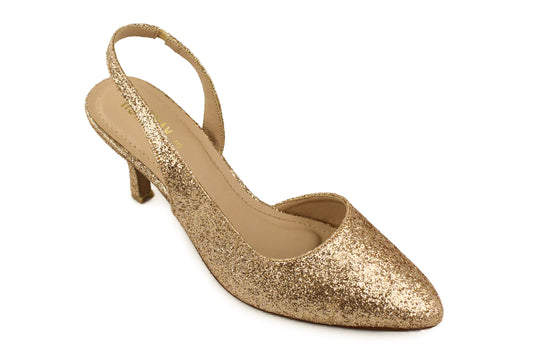 Glitzy Gold Sling Back
