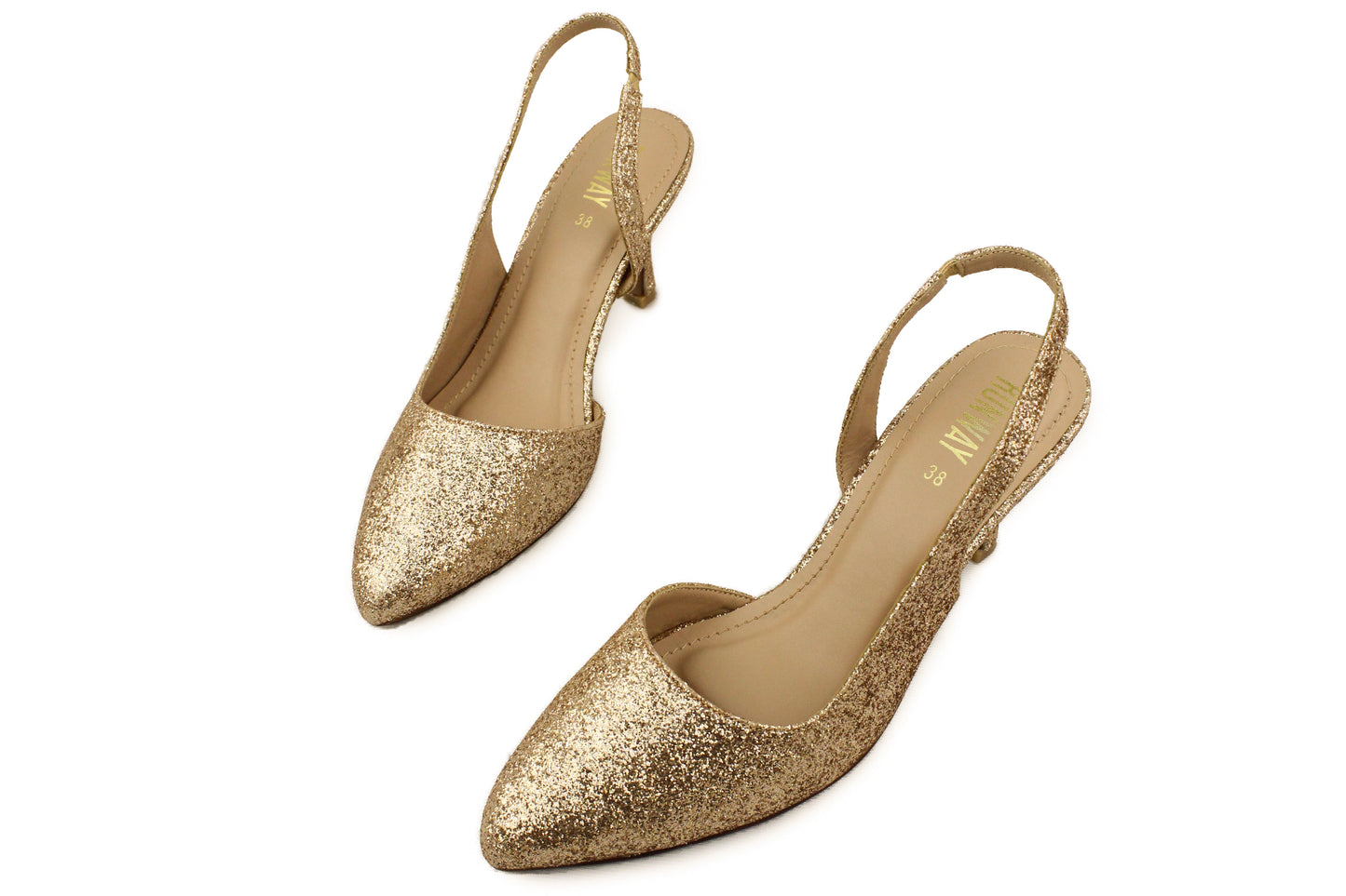 Glitzy Gold Sling Back