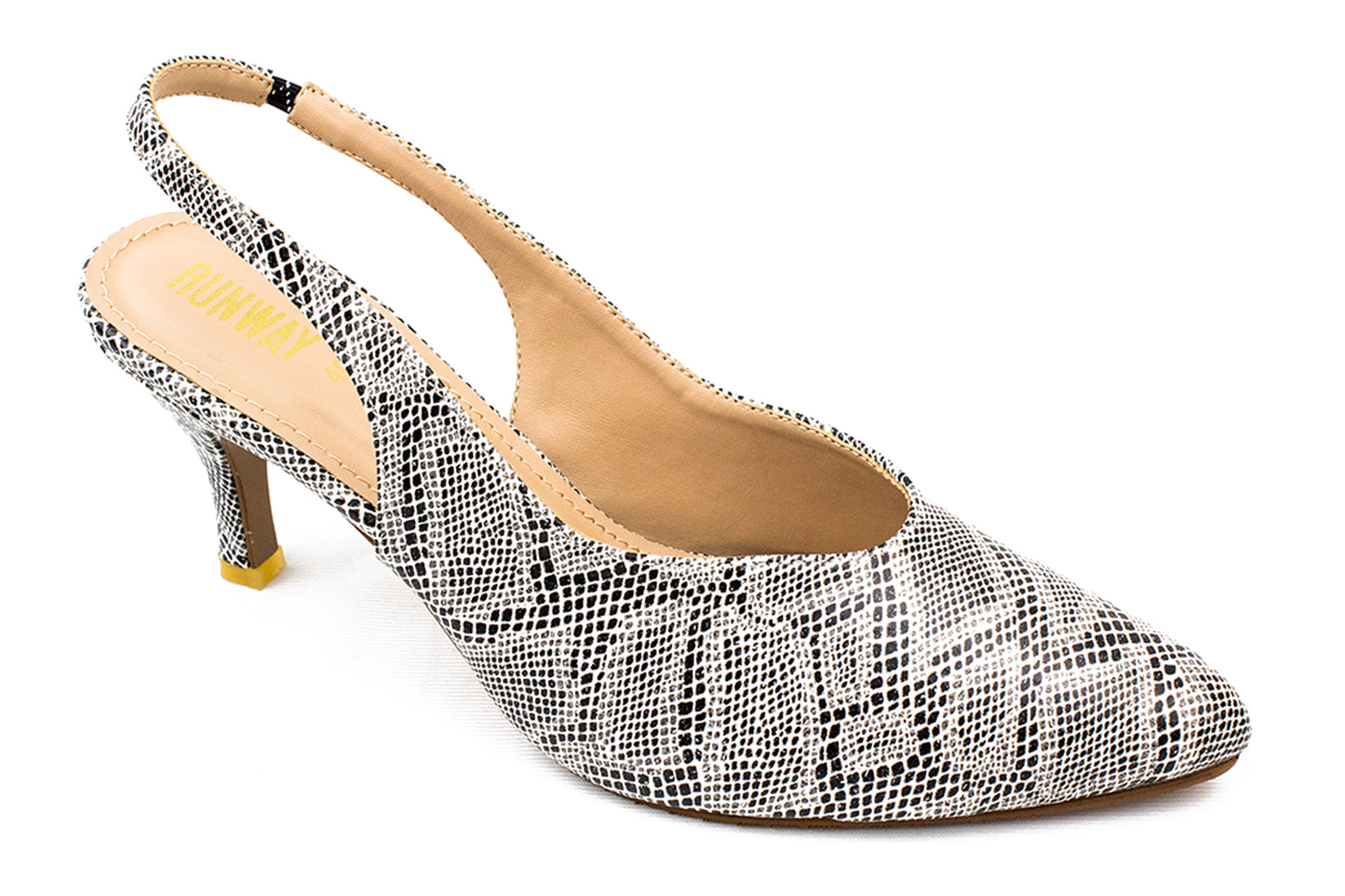 Snake-Effect Slingback Heels