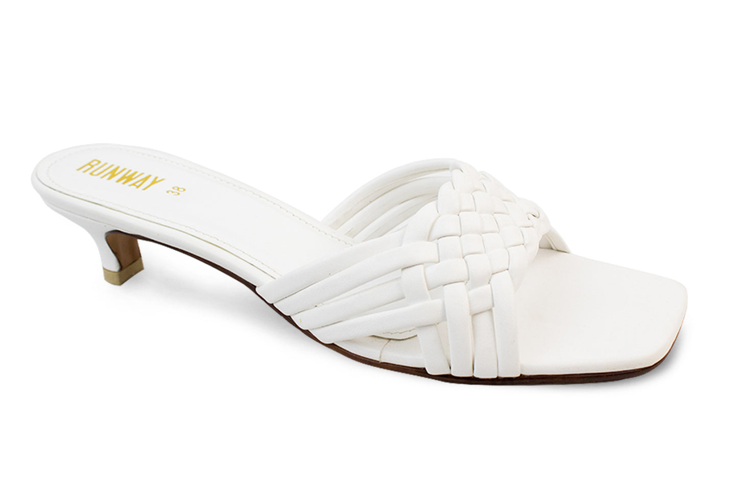 White Knotted Kitten Heels