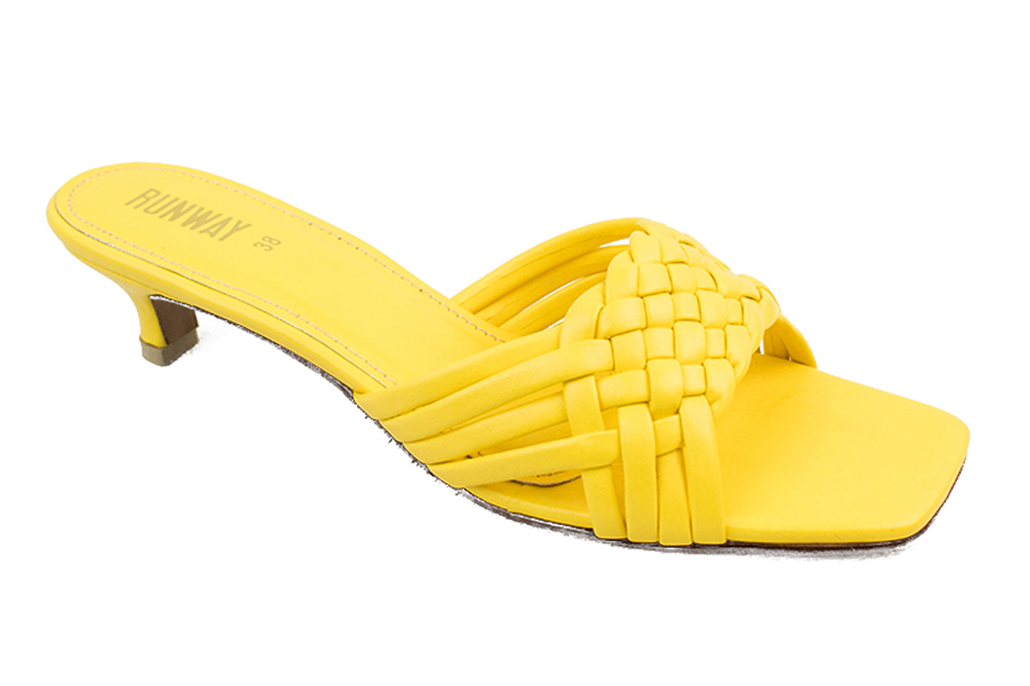 Yellow Knotted Kitten Heels