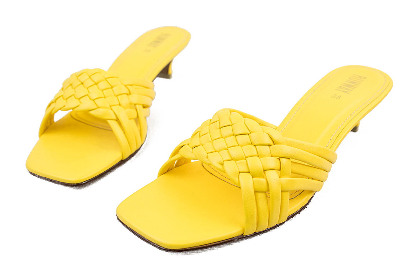 Yellow Knotted Kitten Heels