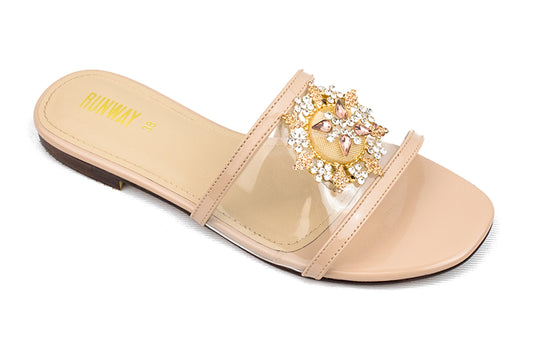 Patterned Pink Buckle Embellished Heels