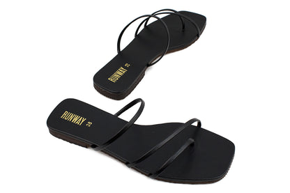 3 Strapped Black Slides