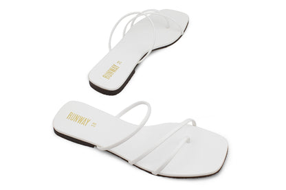 3 Strapped White Slides