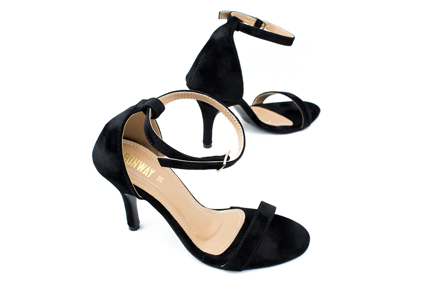 Ankle Strap Black Suede Heels