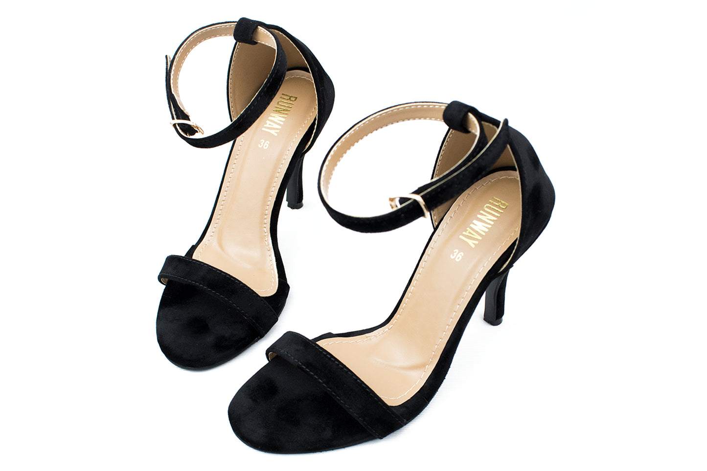 Ankle Strap Black Suede Heels