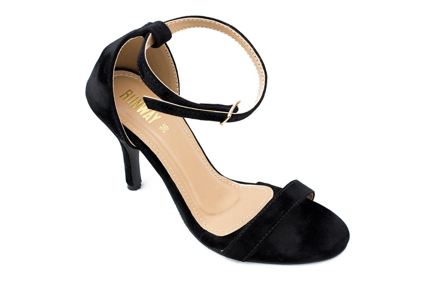 Ankle Strap Black Suede Heels